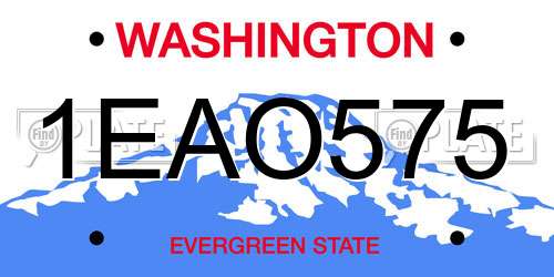 1EAO575 Washington License Plate