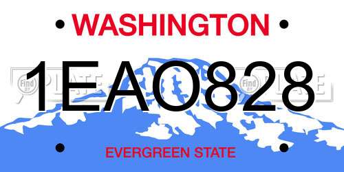 1EAO828 Washington License Plate