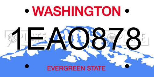 1EAO878 Washington License Plate