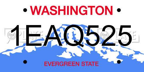 1EAQ525 Washington License Plate