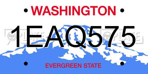 1EAQ575 Washington License Plate
