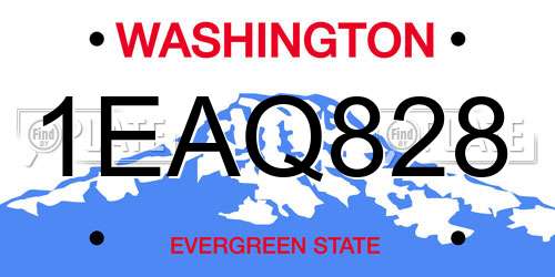 1EAQ828 Washington License Plate