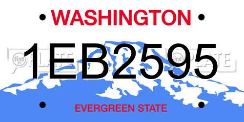 1EB2595 Washington License Plate