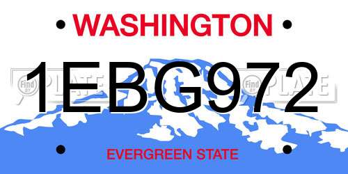 1EBG972 Washington License Plate