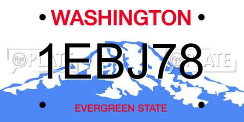 1EBJ78 Washington License Plate