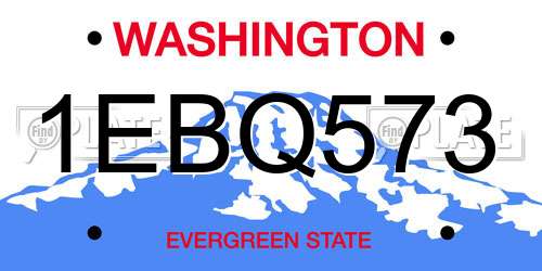1EBQ573 Washington License Plate