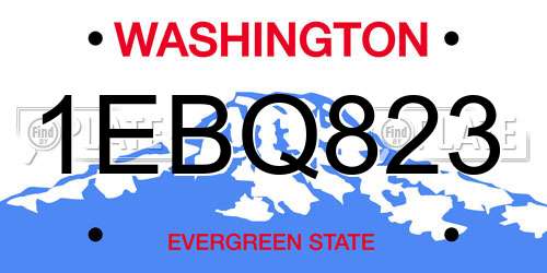 1EBQ823 Washington License Plate