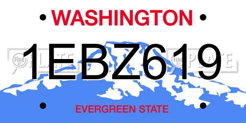 1EBZ619 Washington License Plate