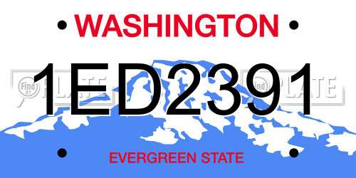 1ED2391 Washington License Plate