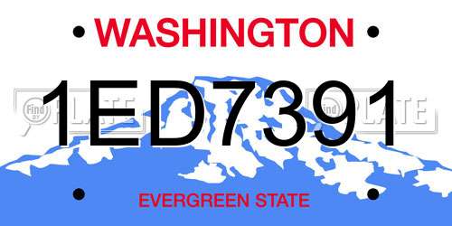 1ED7391 Washington License Plate