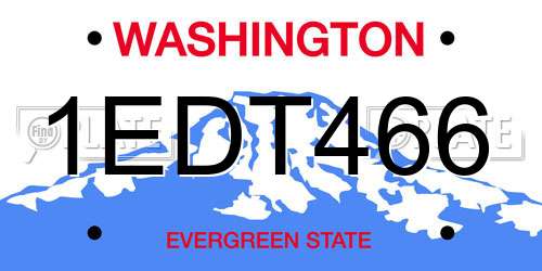 1EDT466 Washington License Plate