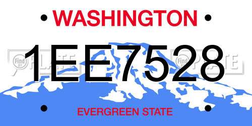 1EE7528 Washington License Plate