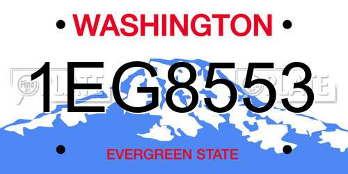 1EG8553 Washington License Plate
