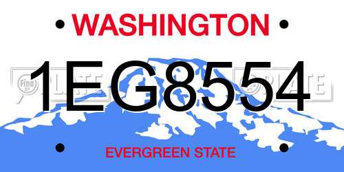 1EG8554 Washington License Plate