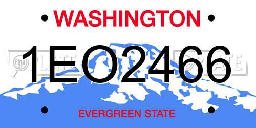 1EO2466 Washington License Plate