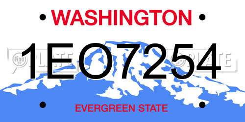 1EO7254 Washington License Plate