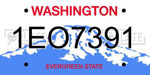 1EO7391 Washington License Plate