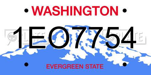 1EO7754 Washington License Plate