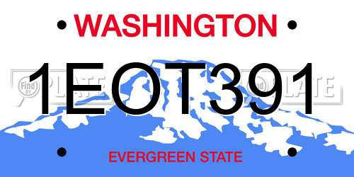 1EOT391 Washington License Plate