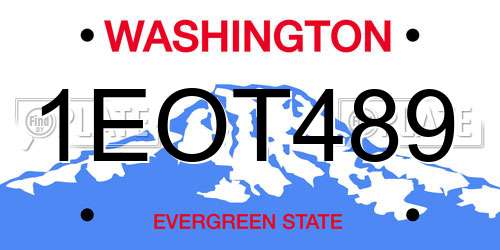 1EOT489 Washington License Plate