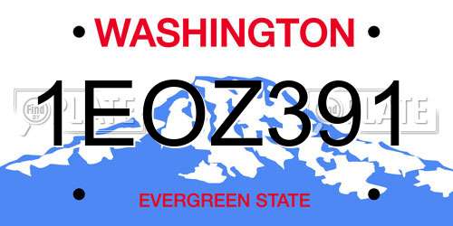 1EOZ391 Washington License Plate