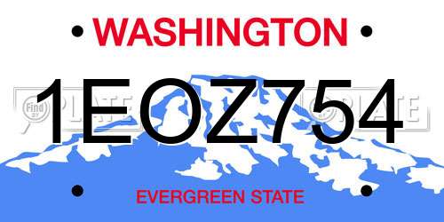 1EOZ754 Washington License Plate