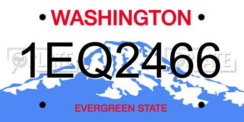 1EQ2466 Washington License Plate