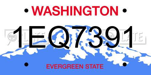 1EQ7391 Washington License Plate