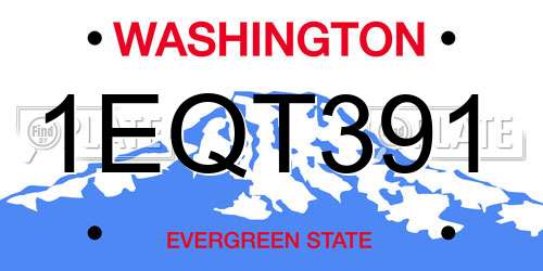 1EQT391 Washington License Plate