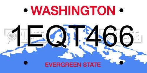 1EQT466 Washington License Plate
