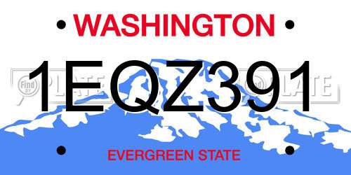 1EQZ391 Washington License Plate
