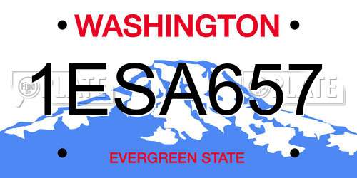 1ESA657 Washington License Plate