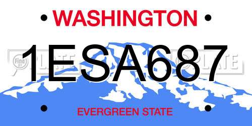 1ESA687 Washington License Plate