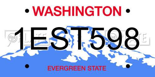 1EST598 Washington License Plate
