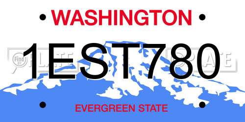 1EST780 Washington License Plate