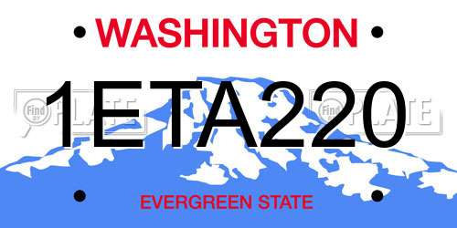 1ETA220 Washington License Plate