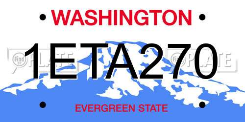 1ETA270 Washington License Plate