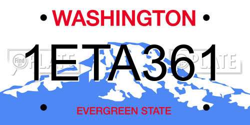 1ETA361 Washington License Plate