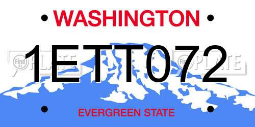 1ETT072 Washington License Plate