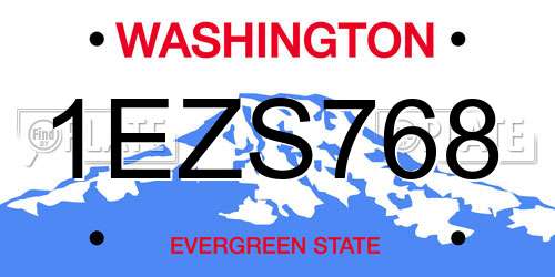 1EZS768 Washington License Plate