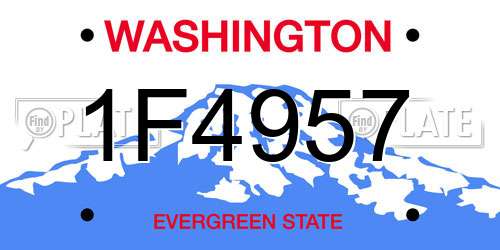 1F4957 Washington License Plate