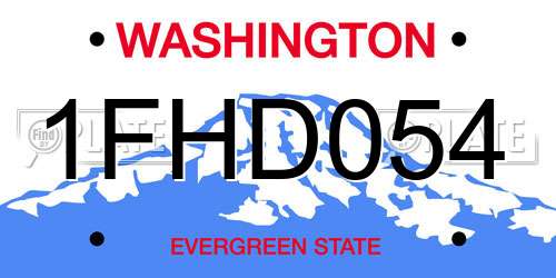 1FHD054 Washington License Plate