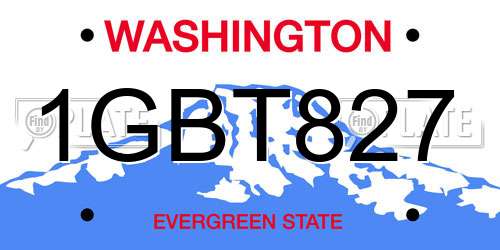 1GBT827 Washington License Plate