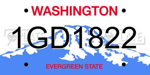1GD1822 Washington License Plate
