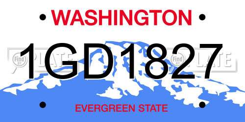 1GD1827 Washington License Plate