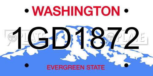 1GD1872 Washington License Plate