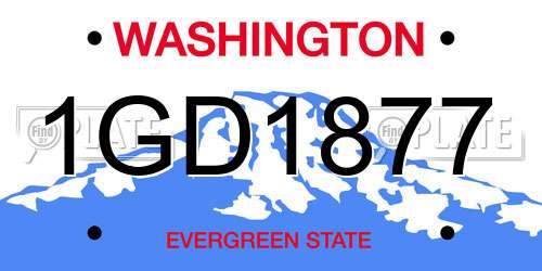 1GD1877 Washington License Plate