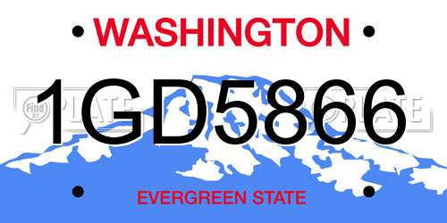 1GD5866 Washington License Plate