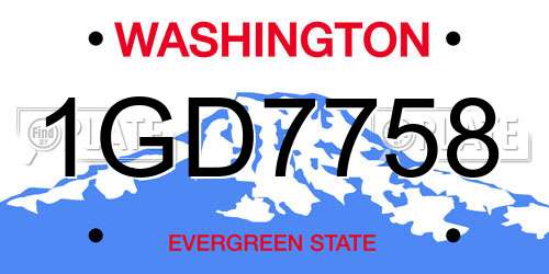 1GD7758 Washington License Plate