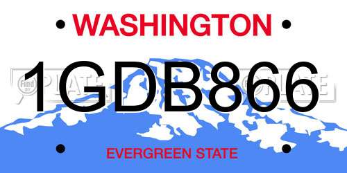 1GDB866 Washington License Plate